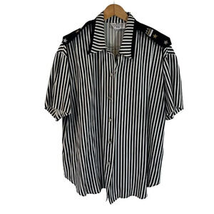 Studio C Vintage Striped Women Button Up Shirt Plus 22W Star Buttons Embroidered